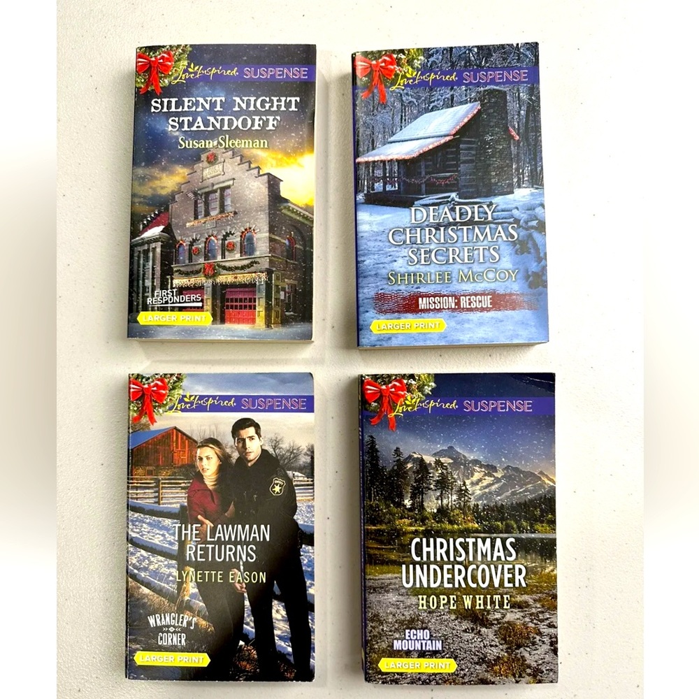 Love Inspired Suspense Christmas lot of 4 paperback.All Larger Print! X-…